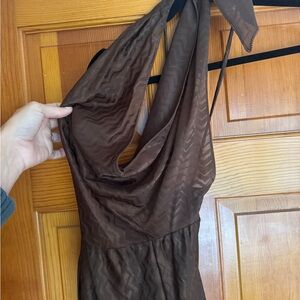 Vintage 1970s Halter jumpsuit with Chevron Pattern